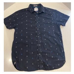 CACTUSMAN Men's Shirt Button-up Navy Size Medium
